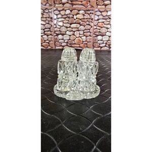 Cut Crystal Heart Salt and Pepper Shakers-Rare